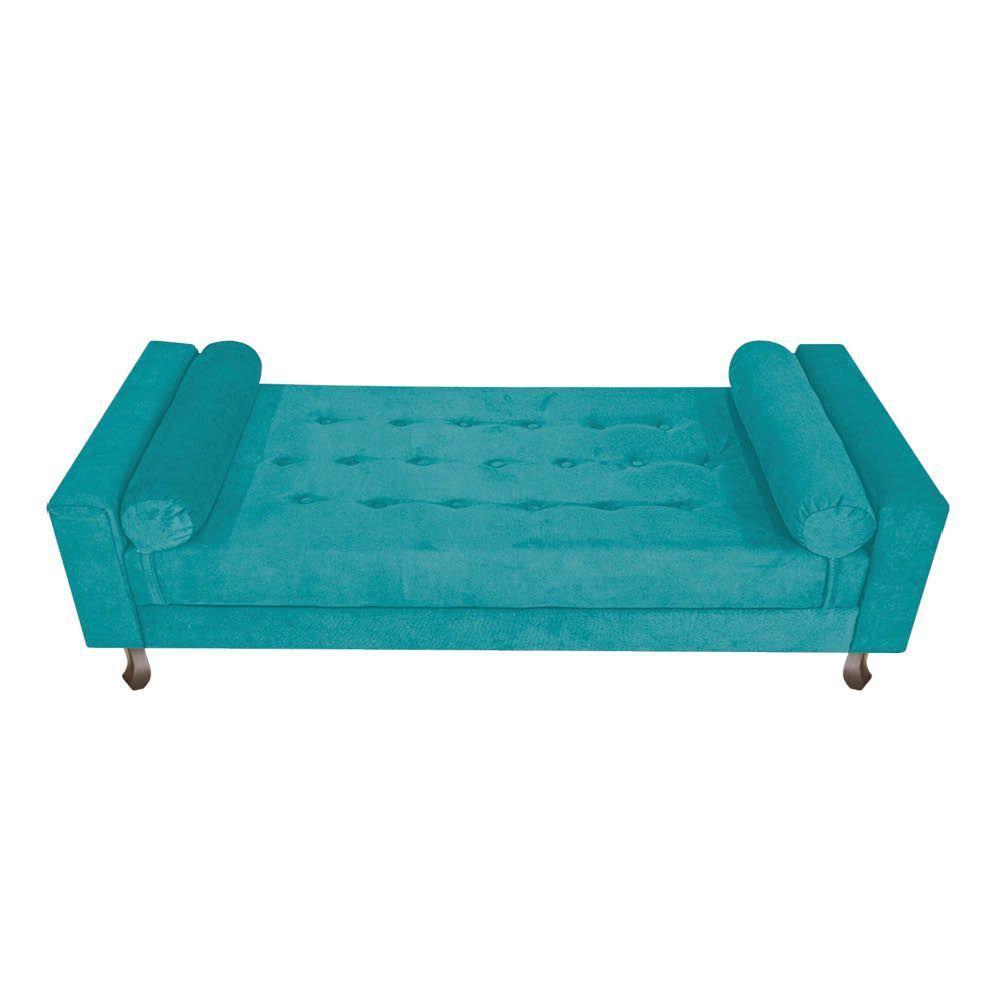 Recamier Baú Félix Solteiro 195 Cm Suede - Doce Sonho Móveis Azul Turquesa - 4