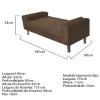Recamier Baú Félix Solteiro 195 Cm Suede - Doce Sonho Móveis Marrom - 2