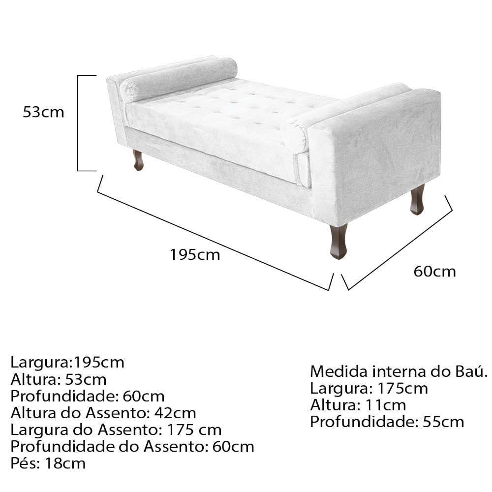 Recamier Baú Félix Solteiro 195 Cm Suede - Doce Sonho Móveis Branco - 2