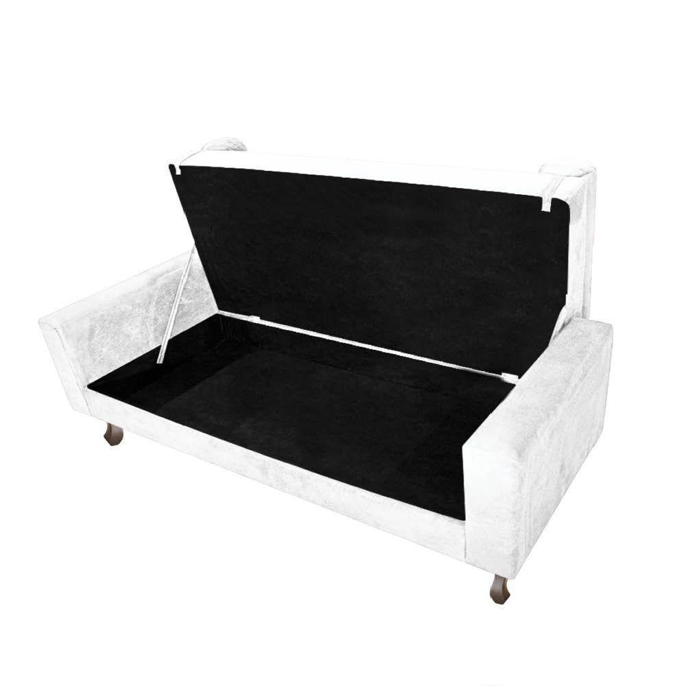 Recamier Baú Félix Solteiro 90 Cm Suede - Doce Sonho Móveis Branco - 3