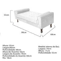 Recamier Baú Félix Solteiro 90 Cm Suede - Doce Sonho Móveis Branco - 2