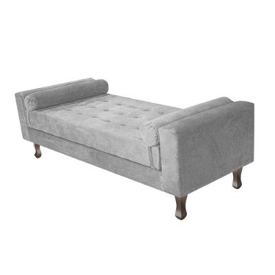 Recamier Baú Félix Solteiro 160 Cm Suede - Doce Sonho Móveis Cinza