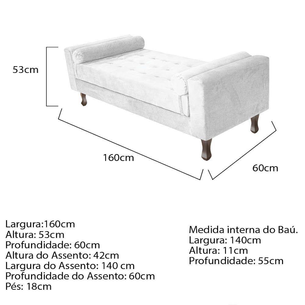 Recamier Baú Félix Solteiro 160 Cm Suede - Doce Sonho Móveis Branco - 2