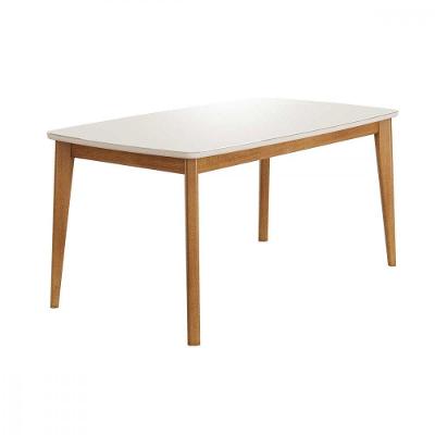Mesa de Jantar Condessa 6 Lugares Retangular Vidro 160CM Off White Nesher Móveis