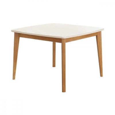 Mesa de Jantar Condessa 4 Lugares Quadrada Vidro 109X109CM Off White Nesher Móveis