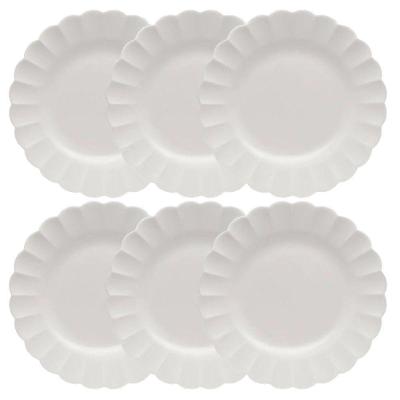 Conjunto de Pratos Flora Camélia 06 Peças Porcelana Brilhante para Uso Diário Off White Oxford