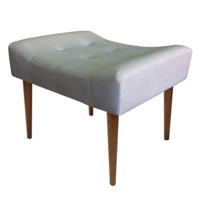 Puff Classic Requinte Pés Palito Capitonê Madeira Suede Marrom D'Rossi