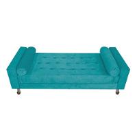 Recamier Baú Félix Solteiro 160 Cm Suede - Doce Sonho Móveis Azul Turquesa