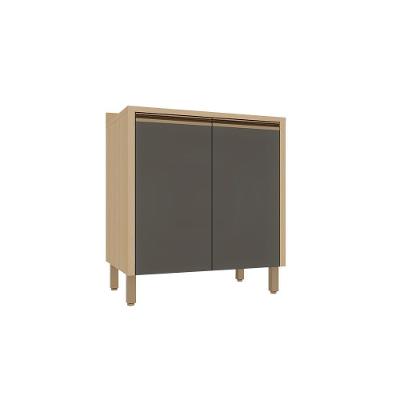 Balcão de Cozinha Brise Luciane 2 Portas 1 Prateleira MDP 15mm TAMANHO 80CM Café com Puxadores e Pés