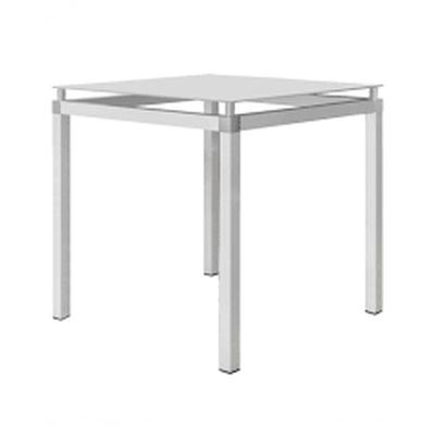 Mesa de Jantar Malva 4 Lugares Quadrada Tampo Vidro 75CM Branco Combo Stock