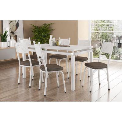 Conjunto de Jantar 151 Malva 6 Lugares Tampo em Vidro com Cadeiras Assento Imbuia 140CM Artefamol