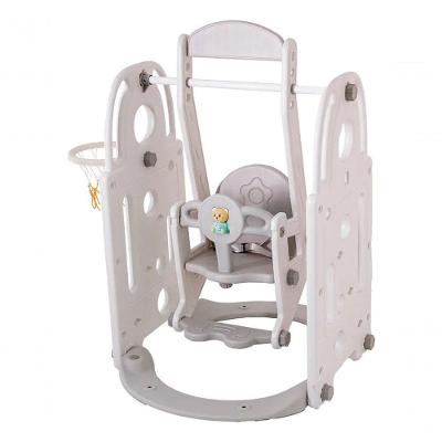 Playground Infantil Balanço e Cesta de Basquete 6 em 1 Multifuncional Cinza Freso