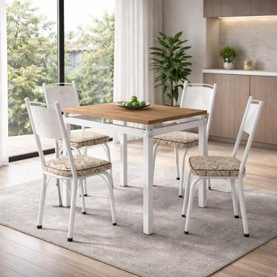 Conjunto de Jantar 151 Malva 4 Lugares Tampo MDF Assento Cedro Branco 91CM Artefamol Móveis
