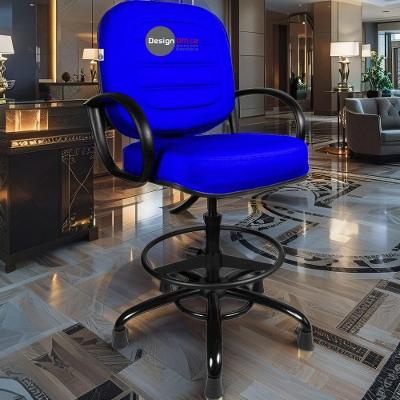 Cadeira Executiva Linha Plus Size Courino Base Giratória 250kg Azul Royal Design Office Móveis