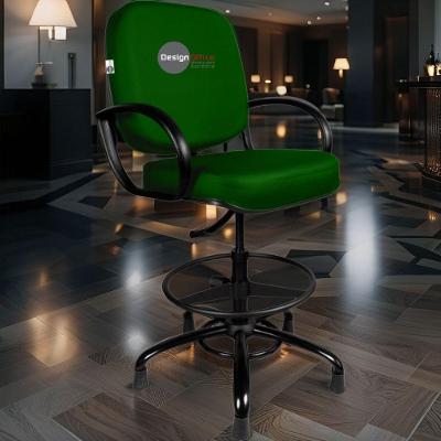Cadeira Secretária Linha Plus Size Courino Base Giratória com Ajuste de Altura Verde Escuro Design
