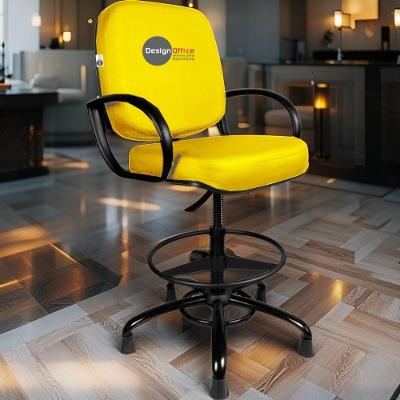 Cadeira Caixa Alta Linha Plus Size Presidencial Courino Base Giratória com Ajuste de Altura Amarelo
