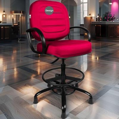 Cadeira Caixa Alta Linha Plus Size Executiva com Aro Giratória Revestida em Couro Sintético Rosa