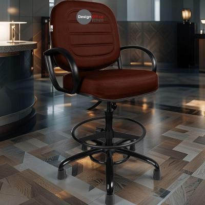 Cadeira Secretária Linha Plus Size Courino Base Giratória Suporta 250kg Ajustável Vermelho Vinho