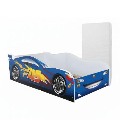 Cama Infantil Carro Azul com Colchão e Grade MDF Azul Mobigu