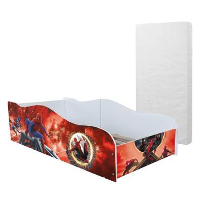 Cama Infantil Spider Adesivada com Grade de Proteção e Colchão MDF Amarelo Mobigu
