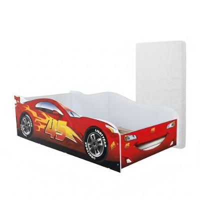 Cama Infantil Carro com Grade de Proteção MDF Vermelho Mobigu