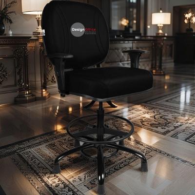 Cadeira Caixa Alta Executiva com Revestimento em Couro Sintético Base Giratória Café Design Office
