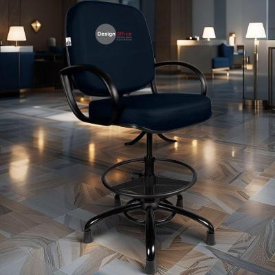 Cadeira Executiva Linha Plus Size Courino Base Giratória com Ajuste de Altura Azul Marinho Design