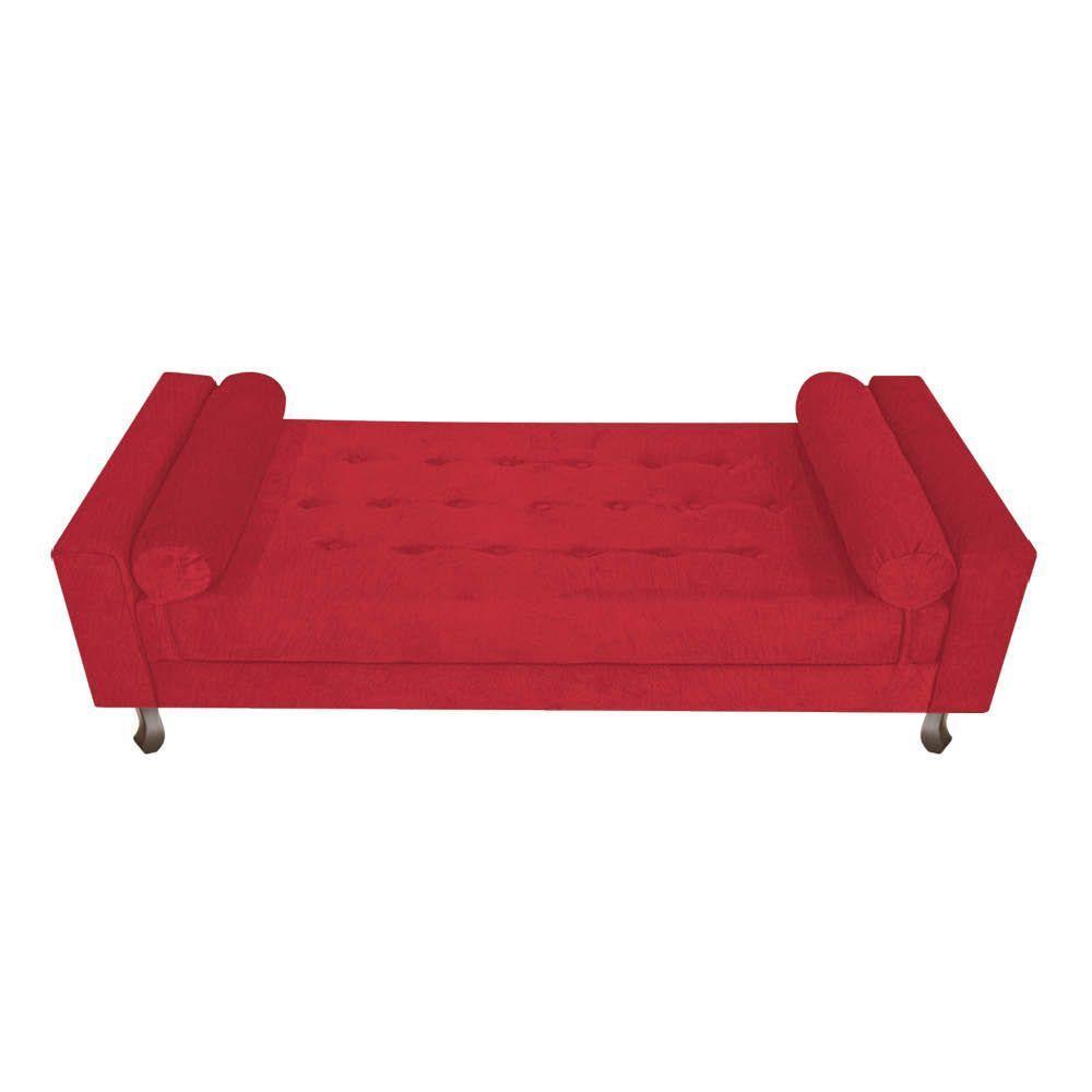 Recamier Baú Félix Solteiro 140 Cm Suede - Doce Sonho Móveis Vermelho - 4