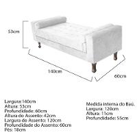 Recamier Baú Félix Solteiro 140 Cm Suede - Doce Sonho Móveis Branco - 5