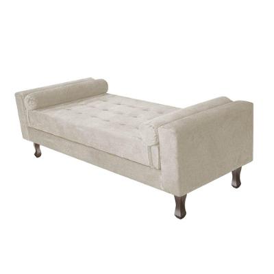 Recamier Baú Félix Solteiro 140 Cm Suede - Doce Sonho Móveis Bege