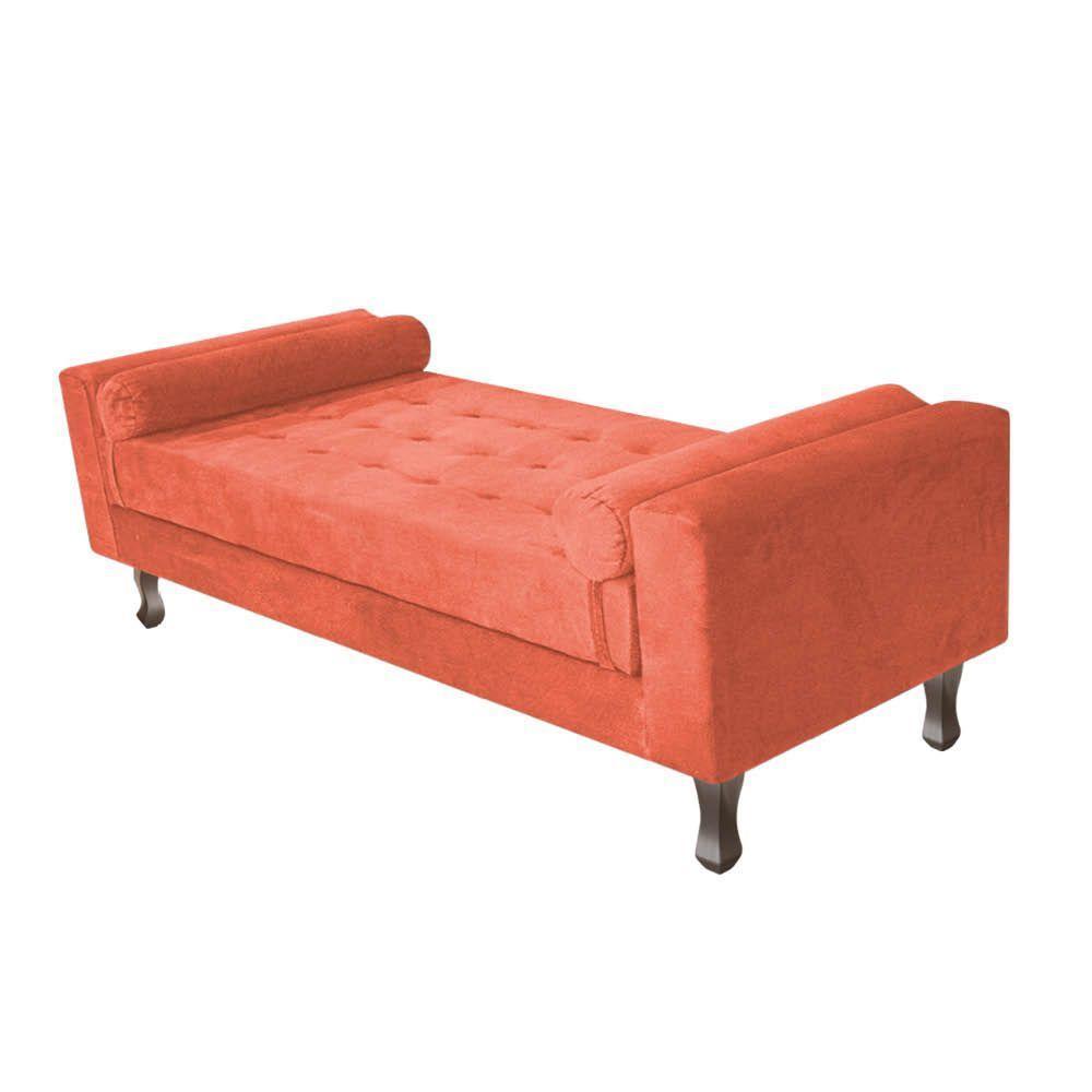 Recamier Baú Félix Solteiro 140 Cm Suede - Doce Sonho Móveis Terracota - 1