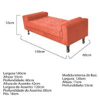 Recamier Baú Félix Solteiro 140 Cm Suede - Doce Sonho Móveis Terracota - 2