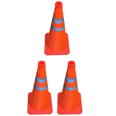 Kit 3 Cones Retráteis SU-CONE3-1 Dobráveis Refletivos 50cm Laranja AB Mídia