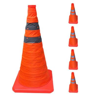 Kit 4 Cones de Trânsito Retráteis 70cm Refletivos Portáteis Laranja AB Mídia