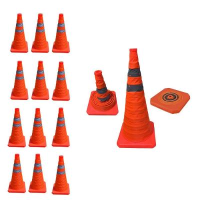 Kit 12 Cones de Sinalização Retrátil Refletivo 70cm Laranja AB Mídia