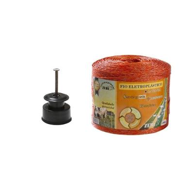 Fio Eletroplástico EP500 2mm 500m para Cerca Elétrica com 100 Roldanas Laranja Zebu