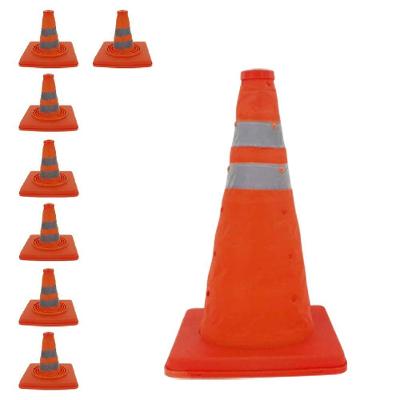 Kit 7 Cones Retráteis SU-CONE2-1 Refletivos 40cm Laranja AB Mídia