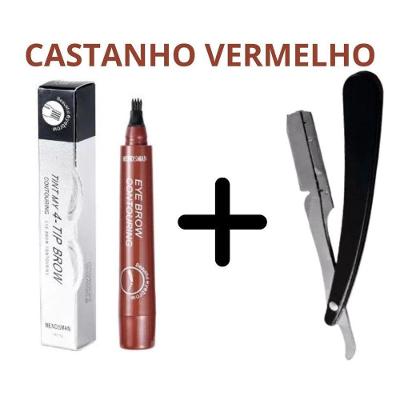 Caneta para Preenchimento de Barba 24horas à Prova D'água Castan Avermelhado com Navalhete OEM