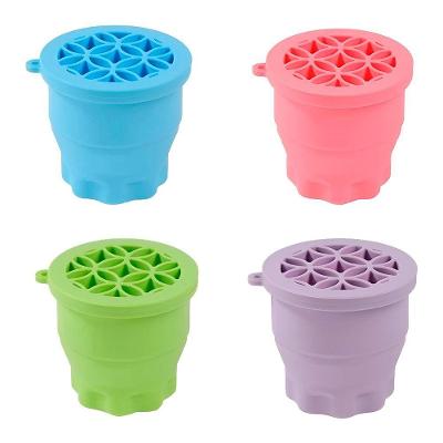 Limpador e Organizador de Pincéis Modelo Azul com Base em Silicone para Limpeza Profunda Azul