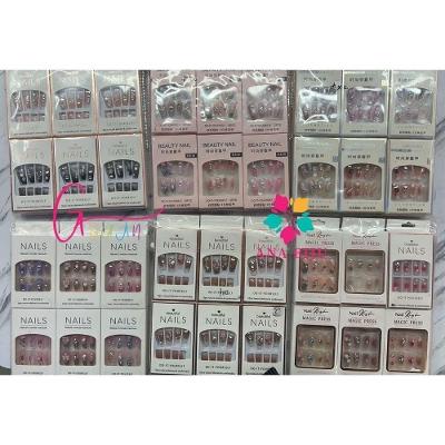 Kit Unhas Postiças Unha-youyi Decoradas Glitter Bailarina Quadrada Amendoada Francesinha Pintada