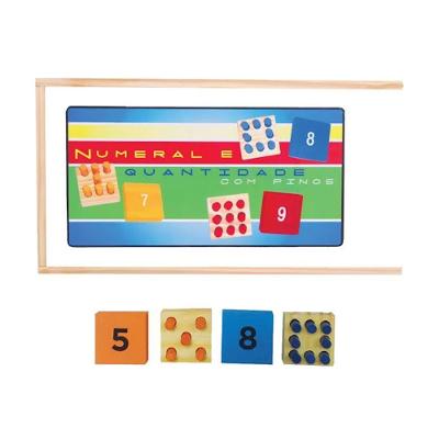 Brinquedo Educativo Numeral e Quantidade com Pinos 18und em Madeira Sonho de Criança