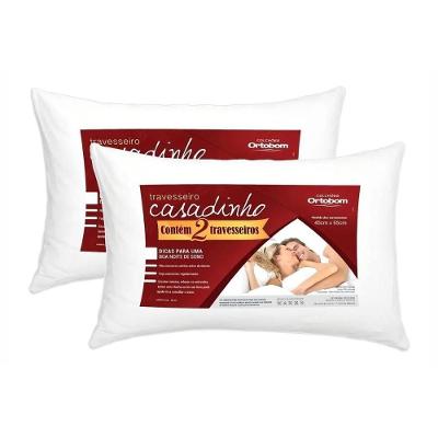Kit 2 Travesseiros Casadinho 45x65CM Fibra Siliconada Macio Branco Ortobom
