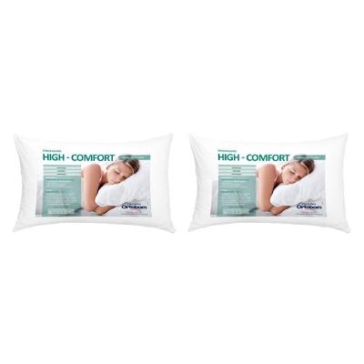 Kit 2 Travesseiros Siliconada Hi Confort 50x70CM Fibra Macio Branco Ortobom