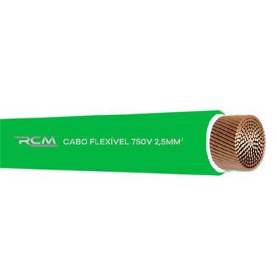 Fio Cabo Flexível 750V 2,5mm para Instalação Elétrica Verde RCM Cabos Elétricos