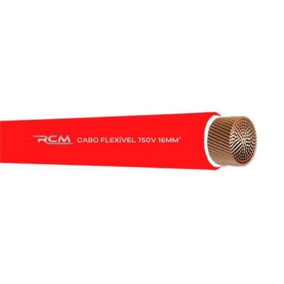 Fio Cabo Flexível 16mm 750V Vermelho para Instalações Elétricas RCM Cabos Elétricos