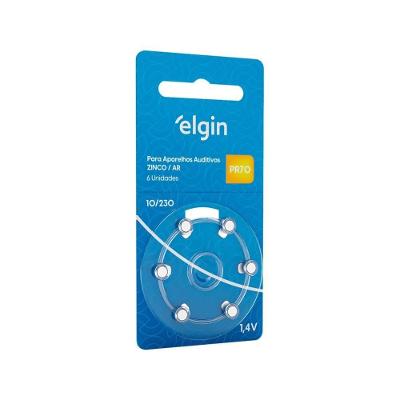 Pilha Auditiva Elgin Pr70 Tamanho 10/230 1,4v Com 6 Unidades