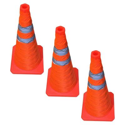 Kit 3 Cones de Trânsito Retráteis 70cm Refletivos Portátil Laranja AB Mídia