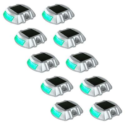 Kit 10 Tachas Solares SU-RUA2 LED Verde IP68 Olho de Gato Cinza AB Mídia