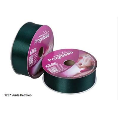 Fita de Cetim No 5 22mm 50m 1287 Verde Petróleo para Artesanato Progresso OEM