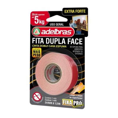 Fita Dupla Face Extra Forte 953 de Espuma Adesiva 24mm X 1,5m Adelbras
